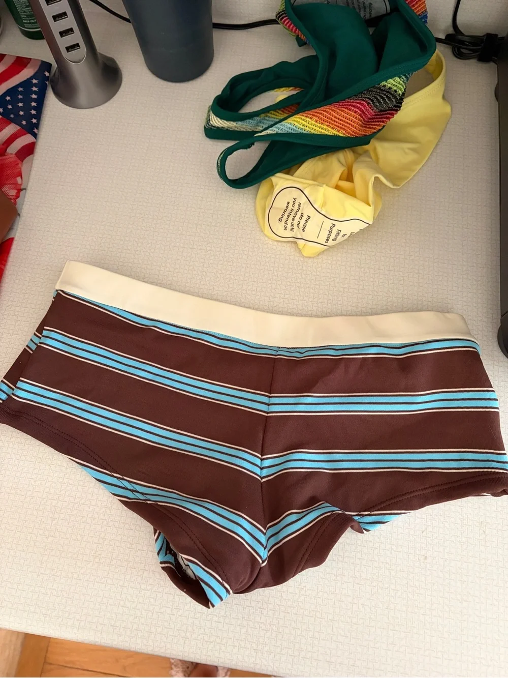 Seamolly striped contrast Women’s binding cheeky boyshorts bikini